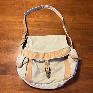 Vintage L.L. Bean messenger bag canvas leather buckle crossbody
